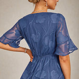 Ruffle Flutter Lace Maxi Dress