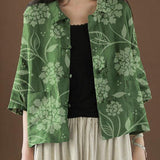 Beautiful Green Peter Pan Collar Pockets Summer Linen top