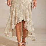 Floral Chiffon Sleeveless Evening Gown with Asymmetrical Hem
