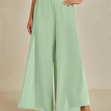 Straight Leg Pant With Chiffon Split Leg Overlay