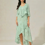 Floral Chiffon Sleeveless Evening Gown with Asymmetrical Hem