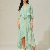 Floral Chiffon Sleeveless Evening Gown with Asymmetrical Hem