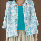 Beautiful Green Peter Pan Collar Pockets Summer Linen top