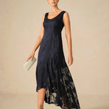 Floral Chiffon Sleeveless Evening Gown with Asymmetrical Hem