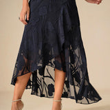 Floral Chiffon Sleeveless Evening Gown with Asymmetrical Hem
