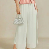 Straight Leg Pant With Chiffon Split Leg Overlay