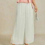Straight Leg Pant With Chiffon Split Leg Overlay