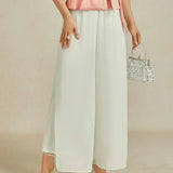 Straight Leg Pant With Chiffon Split Leg Overlay