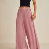 Straight Leg Pant With Chiffon Split Leg Overlay