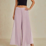 Straight Leg Pant With Chiffon Split Leg Overlay