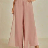 Straight Leg Pant With Chiffon Split Leg Overlay