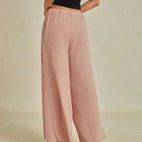 Straight Leg Pant With Chiffon Split Leg Overlay