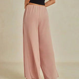 Straight Leg Pant With Chiffon Split Leg Overlay