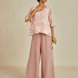 Straight Leg Pant With Chiffon Split Leg Overlay