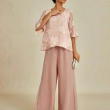Straight Leg Pant With Chiffon Split Leg Overlay