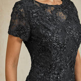 Rosette Lace A-Line Gown with Sequin Embellishment