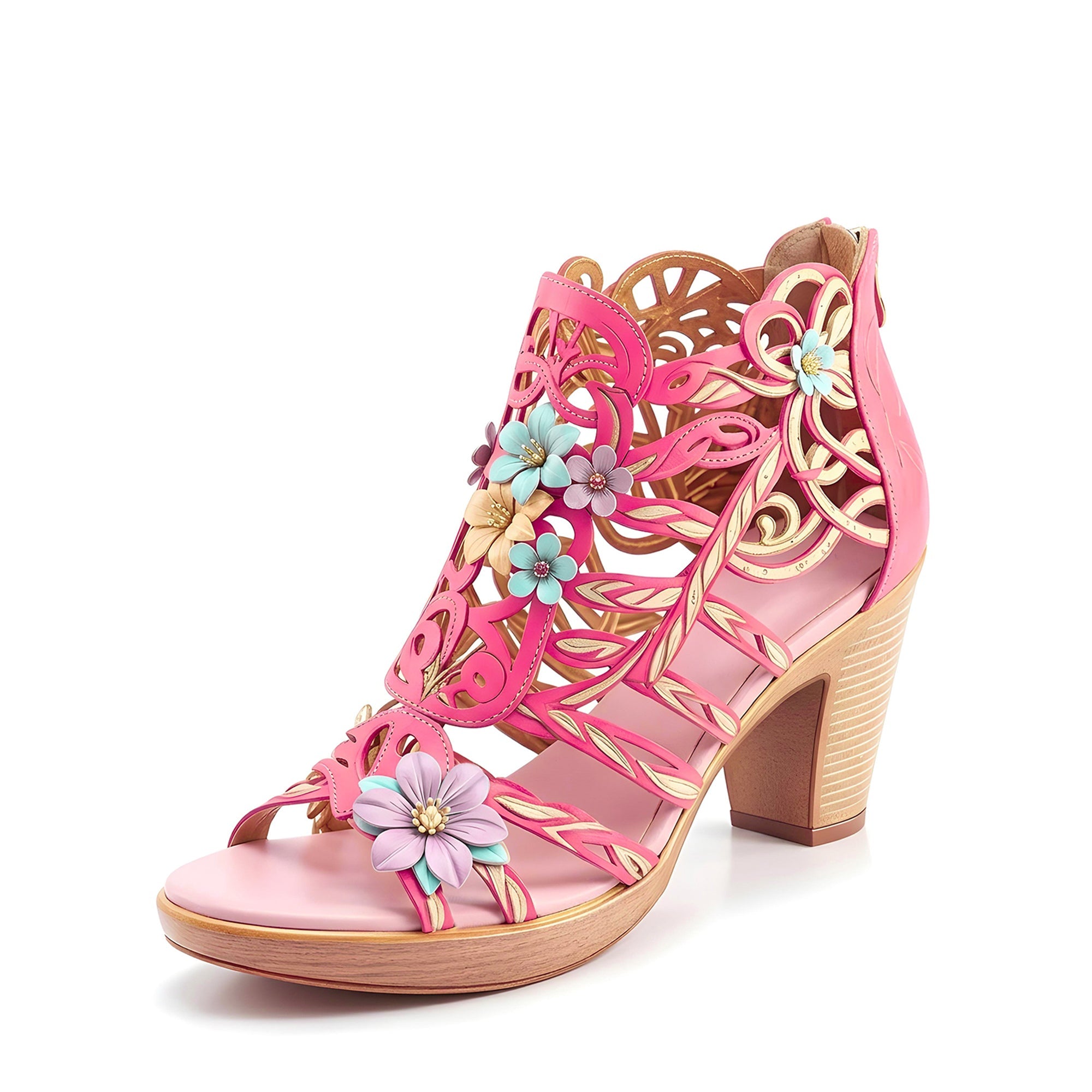 Blooming Vine Romantic Cutout Sandals (pré-encomenda)