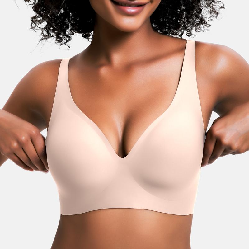 💕 Nahtloser, kabelloser Push-up-BH für Damen – Tiefes V