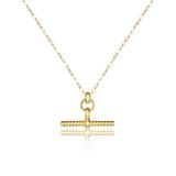 Gold Twisted T-Bar Necklace