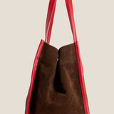 Framed Mimi - Suede Espresso with Red