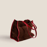 Framed Mimi - Suede Espresso with Red