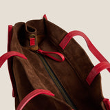 Framed Mimi - Suede Espresso with Red