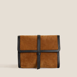 Carolyn Clutch - Suede Caramel with Black
