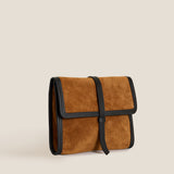 Carolyn Clutch - Suede Caramel with Black