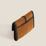 Carolyn Clutch - Suede Caramel with Black