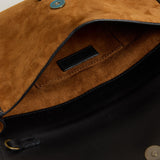 Carolyn Clutch - Suede Caramel with Black