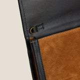 Carolyn Clutch - Suede Caramel with Black