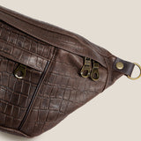 Cross Your Heart Sling - "Broken-In" Leather Croc Chocolate