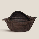 Cross Your Heart Sling - "Broken-In" Leather Croc Chocolate