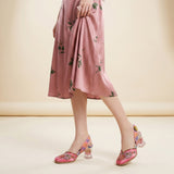 Sandálias Florais Transparentes Rosa Slingback
