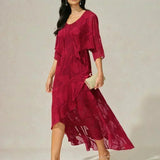 Floral Chiffon Sleeveless Evening Gown with Asymmetrical Hem