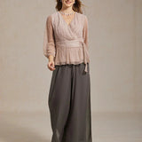 Straight Leg Pant With Chiffon Split Leg Overlay