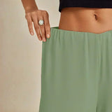 Straight Leg Pant With Chiffon Split Leg Overlay