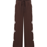 Brown Satin Lace Mix Trousers