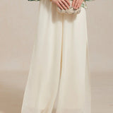 Straight Leg Pant With Chiffon Split Leg Overlay