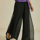 Straight Leg Pant With Chiffon Split Leg Overlay