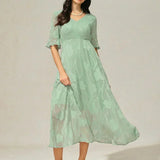 Ruffle Flutter Lace Maxi Dress
