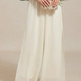 Straight Leg Pant With Chiffon Split Leg Overlay