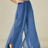 Straight Leg Pant With Chiffon Split Leg Overlay
