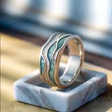 Turquoise Silvered Waves Ring