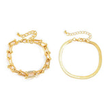 2pc Statement Chain Lock & Herringbone Bracelet