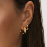 Duo Layered Hoops & Flora Crystal Hoops Stacking Set in Gold