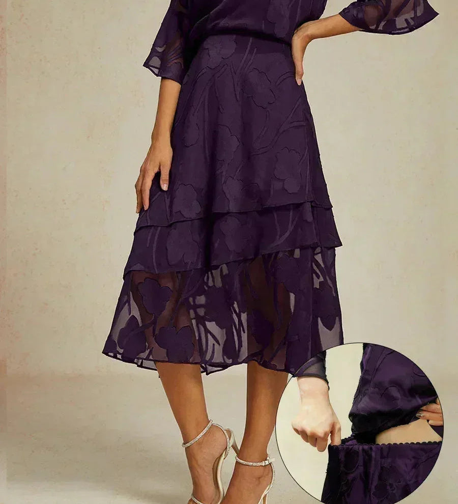 Floral Chiffon Midi Skirt