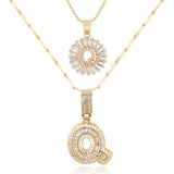 2pc 14k Diamond Letter Initial Necklaces