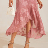 Floral Chiffon Sleeveless Evening Gown with Asymmetrical Hem