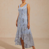 Sleeveless A-Line Maxi Dress with Mesh Sequin